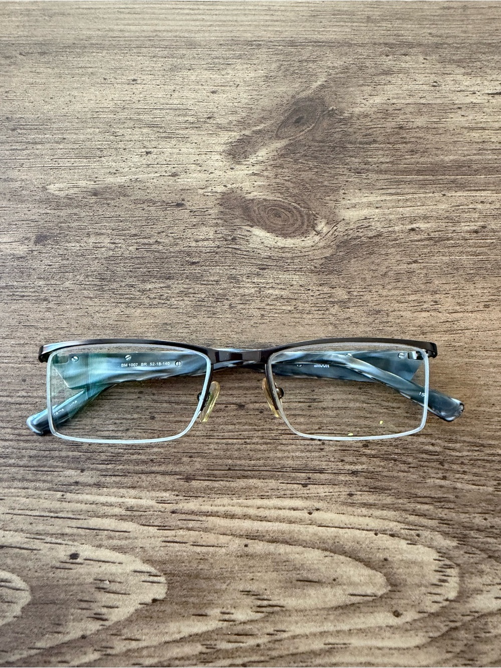 Blue Moon BM 1007 BR Blue Brown Rectangular Eyeglasses 52-18-140 Frames Only